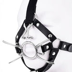 Arch Kit for Couples - Adjustable Open Mouth Metal Ring Gag with Nose Hook and Bondage Restraints