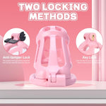 Male Chastity Cage, Lightweight Chastity Device With 5 Sizes Rings And Invisible Lock For Man Penis Exercise Bondage Gear & Accessories Adult Sex Toys (Tight Size-Pink)