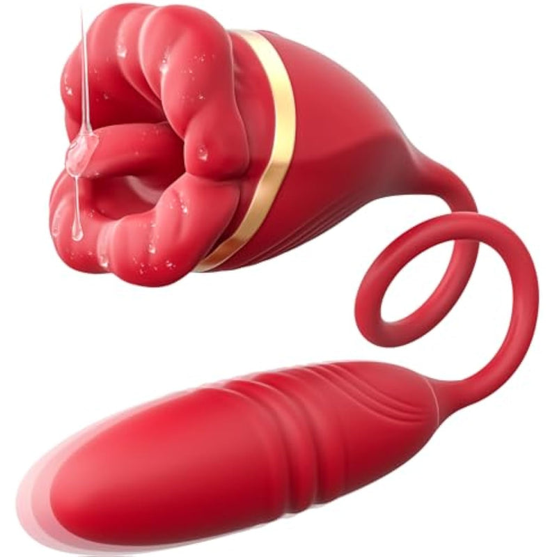 3-In-1 Clitoral G-Spot Vibrator With Realistic Tongue Stimulation With10 Modes Of Mouth Vibration, Tongue Licking, Dildos Thrusting | Waterproof Adult Sex Toys Ideal For Women'S Solo Or Couple Fun