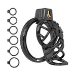 Chastity Device Cock Cage With 6 Different Rings Chastity Cage With Invisible Lock For Restraining A Man'S Penis Hollowed Out High Heeled Penis Cage Is Breathable And Comfortable Sex Toys (L,Black)
