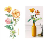 Mini Building Blocks Flower Bouquet Set, DIY Botanical Construction Toy