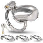 Hollow Chastity Device Sex Toys, Stainless Steel Cock Cage Set With 3 Penis Rings And Invisible Locking Clip Bdsm Bondage Fetish Gear Accessories (L)