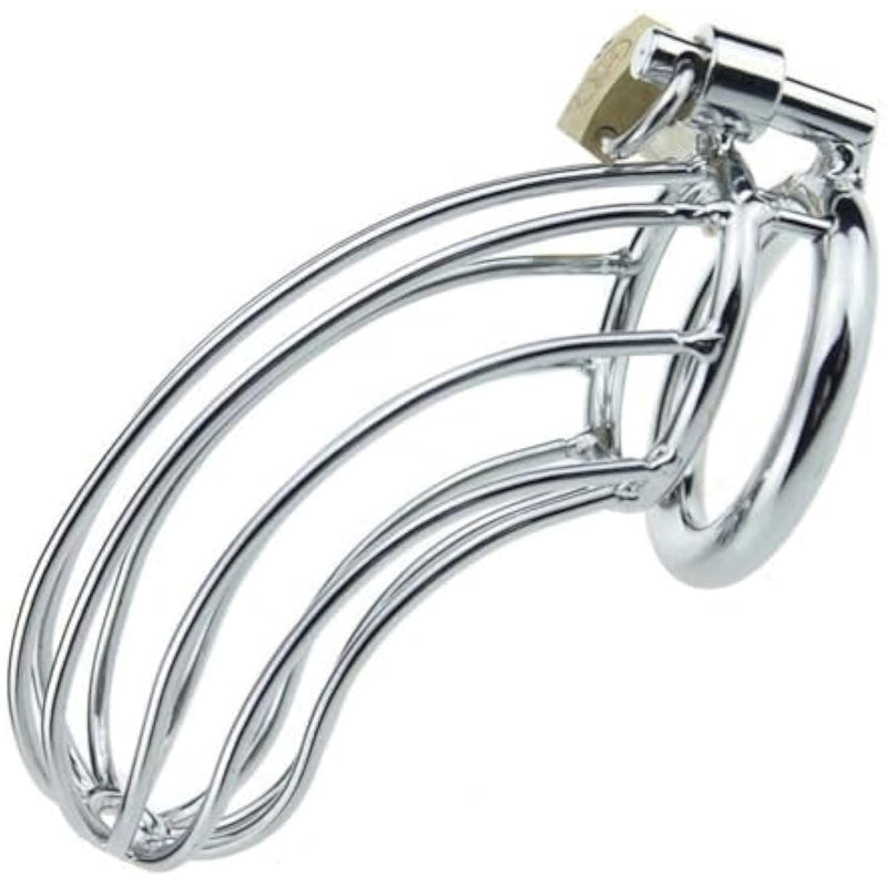 5.52 In Large Male Cock Cage Chastity Devices- Waterproof Reusable Lock Cage Devices Lightweight Cages Sex Toy For Men, Silver