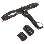 Luxury Leather Bondage Kit with Locking Cock Ring and Anal Plug Harness