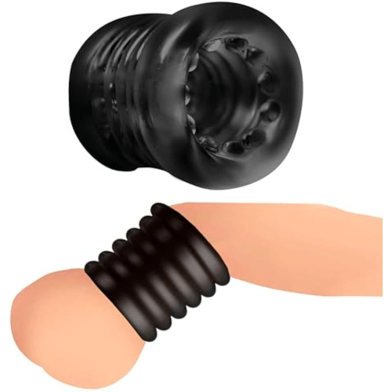 Ball Stack Ball Stretcher For Beginners, Men & Couples. Pleasure Enhancing And Textured Nubs. Soft And Stretchy, Body-Safe Tpe. 1 Piece, Black.