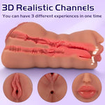 3 In 1 Pocket Pussy, Deep Throat Blowjob Stroker With Teeth&Tongue, Realistic Pocket Pussies With 3D Realistic Textured Vagina & Tight Anus, Oral Adult Sex Toys For Men Masturbation