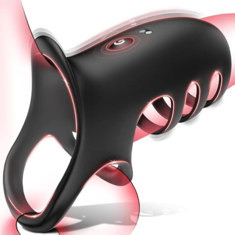 Vibrating Cock Ring With Adjustable Penis Sleeve - 10 Vibration Modes Adult Sex Toys For Men Couples, Penis Ring Vibrator, G Spot & Testicle Stimulator, Girth Enhancer For Him & Her Pleasure
