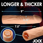 Jock Extra Long 1.5" Penis Extension Sleeve For Men & Couples. Gain Size In Seconds! Realistic Feel With Textured Sheath, Smooth And Snug Wear, Custom Length. Body-Safe Tpe. 1 Piece, Light