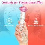 Glass Dildo Sex Toy - 8 Inch Long Thick Dildo Juguetes Sexuales Glow In The Dark With Curved Ribbed Design, Safe Borosilicate Glass Butt Plug, Fantasy Sex Toys For Men & Women