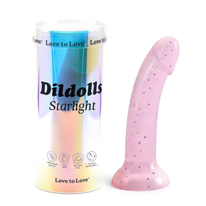 Dildolls - Flexible Dildo With Curved Style - Ultra Soft Silicone Dildo For Women Adult Sex - Smooth Penis Female Sex Toy - Women Sex Toys (Starlight)