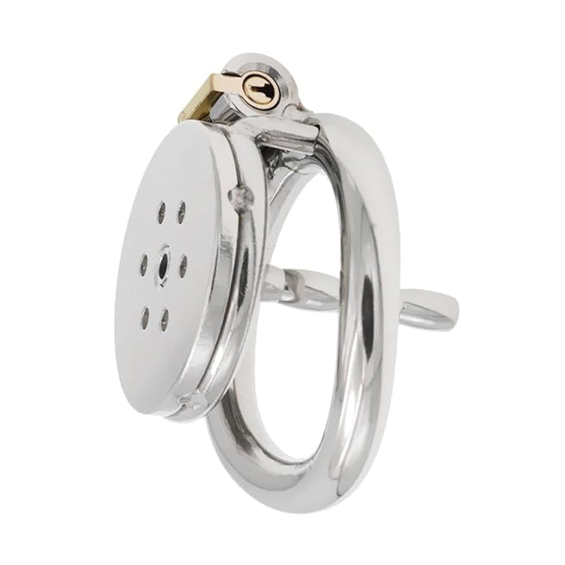 Flat Metal Male Chastity Cock Cage Steel Stainless Virginity Lock Belt With Negative Extreme Catheter Bdsm Cage Adult Game Sex Toy Chs158-50Mm-Duan