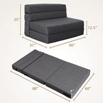 Queen Size Folding Sofa Couch Memory Foam With 2 Pillows Sleeper Chair Lazy Couch Triple Futon Convertible Guest Beds, Washable Cover,Dark Gray
