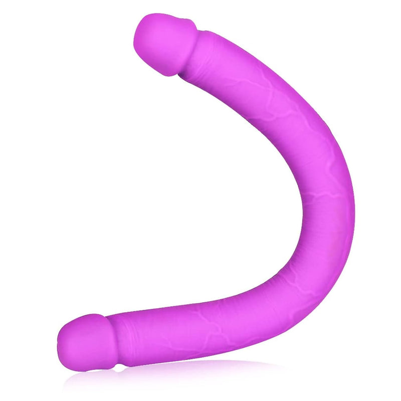 Realistic Double-Ended Dildo Silicone Double Sided Dildo With Vivid Glans Double Dong Penis For Vaginal Anal Sex Adult Sex Toy For Lesbian Gay Women Men (S) Purple