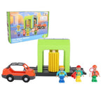 Car Wash Station Playset Toy For Wooden Train Track,Creative City Washer Scenes Pretend Play Toy Vehicles Train Accessory Preschool Learning Educational Toys For Toddlers Kids