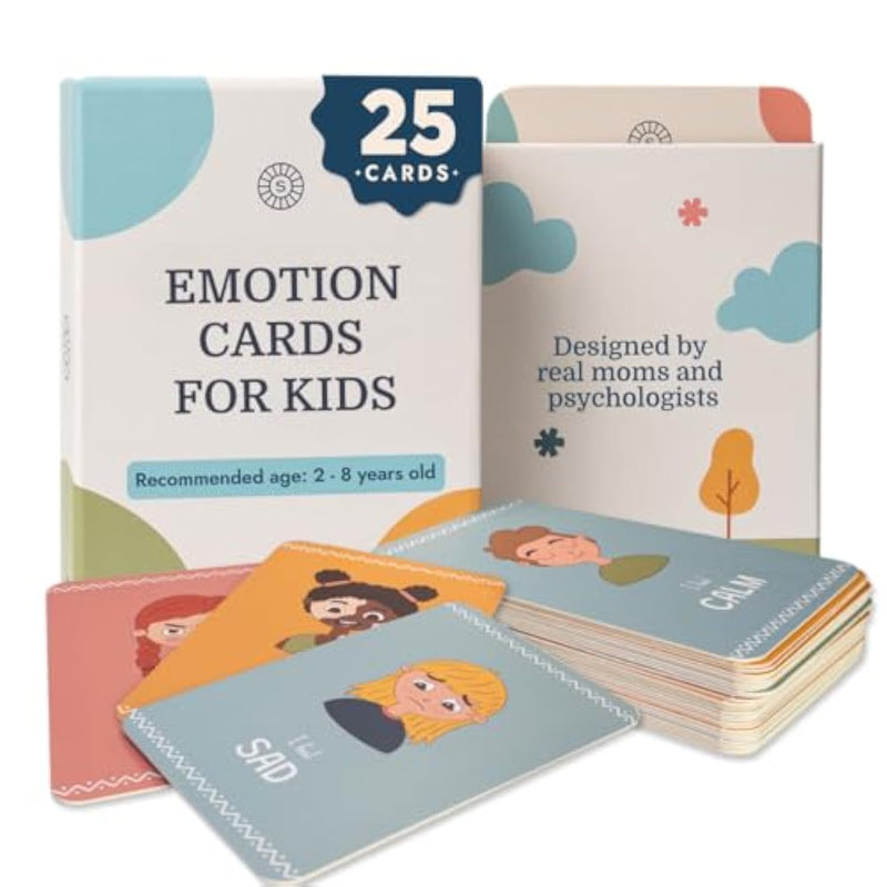 Emotion Flashcards – 25 Emotion Cards For Kids. Help Toddlers Identify Emotions – Emotion Cards For Toddlers – Fun Illustrations Mixed Emotions Card Deck & Feelings Card - 2-8 Years