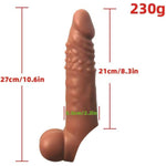 Penis Sleeve Extender Enlarger, Silicone Horse Cock Sheath Sleeve Extension With Stretchy Loop Testicle Ring For Male Adult Sex Toy