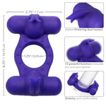 Silicone Rechargeable Triple Orgasm Enhancer Cock Ring Vibrator For Men - Se-1843-50-3