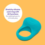Ignite Vibrating Cock Ring - Stretchy Silicone Penis Ring - Beginner Friendly 20 Function Stimulator Couples Sex - Rechargeable - Waterproof - Turquoise