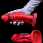 Red Monster Dildo - Silicone Large Thick Dildo With Strong Suction Cup For Advanced Players - Realistic Lifelike Fake Penis For Sensual Pleasure - Anal Adult Sex Toys For Women And Men (L)