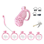 Lightweight Male Chastity Cage, Resin Cock Cage Chastity Devices,Adult Sex Toy For Men, Locked Key,5 Sizes Rings Included (Pink, Small)