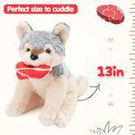 Grey Wolf Plush Toy - Soft Stuffed Animal Wolf Plush, Cuddly Wolf Stuffed Toy, Gift For Kids, Children, Safe & Durable Plushie, 13 Inch