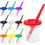 10 Paint Cups with Lids & 10 Brushes, Reusable Kids Painting Set