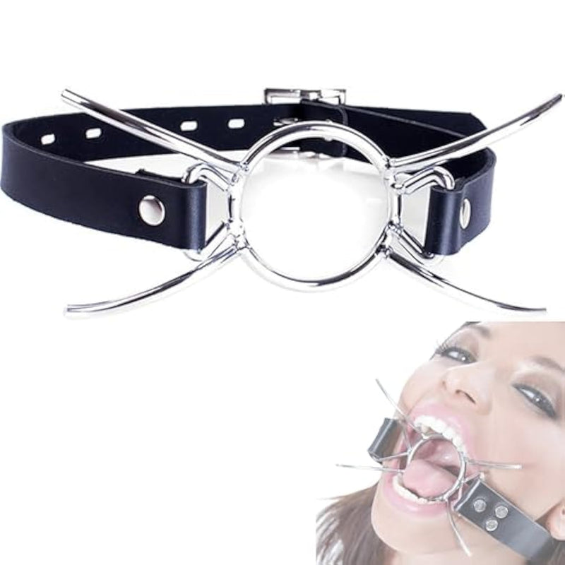 Silver Spider Gag Mouth Sex Spider Open Mouth Gag O-Ring Mouth Plug 4Cm Adjustable Strap Deep Throat Bdsm Bondage Open Mouth Sex Toy