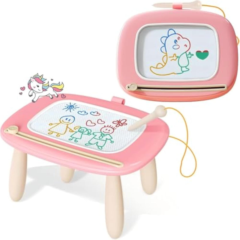 Pink Magnetic Drawing Board for Toddler Girls Ages 1-3, Educational Doodle Toy