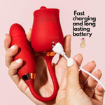 Premium Hide & Seek Rose Toy Dildo Vibrator - 3In1 Unisex Toys Sex Stimulator 10 Tongue Licking & Thrusting Dildo G Spot Vibrator, Clitoral Nipple Licker For Woman/Man. Usa Brand!