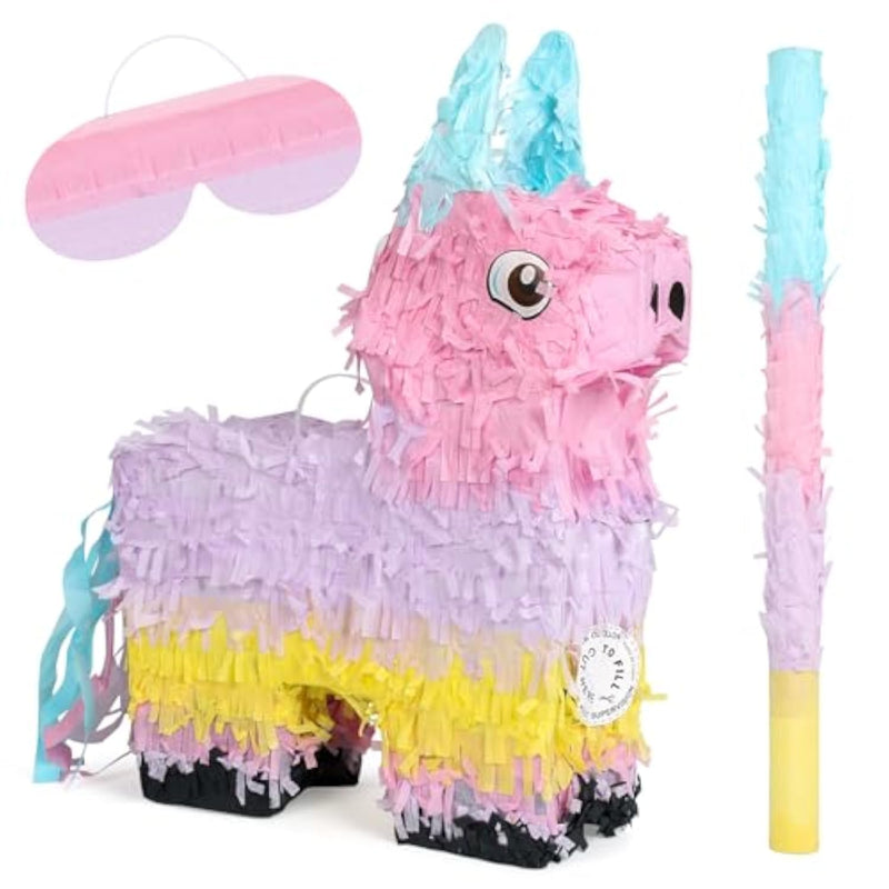 Kids Piñata Party Game Set with Hitting Stick, Blindfold & Confetti Filler