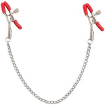 Stainless Steel Nipple Clips Clamps And Nipple Suckers Adjustable Body Ring Body Clamps Body Ring Non-Piercing Chain For Women Faux Body Jewelry (Red)