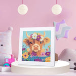 Highland Cow Diamond Art Painting Kit for Kids with Frame, Ages 4-12