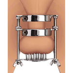 Stainless Steel Spiked Cbt Ball Stretcher And Crusher | Adjustable Weight, Ring, & Spike Compression | Allen Wrench Included | Premium Restraint Tool For Men