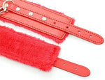 Red Fluffy Handcuffs Set – Soft Wrist & Ankle Cuffs with Chain for Couples