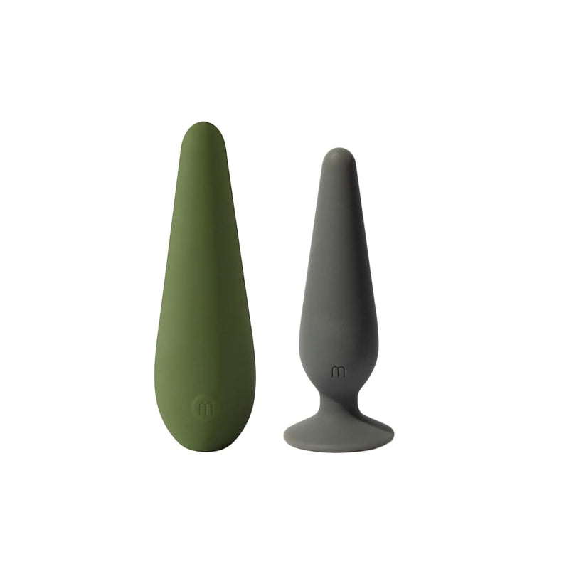Cone Charcoal Small Butt Plug - Silicone, Waterproof & Phthalate Free Butt Plug + Green Vibe Platinum Grade Silicone Personal Massager - 3 Speed Water Resistant Handheld Massager