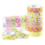 12 Rolls Pink Lemon Washi Tape Set for Journaling, Scrapbooking & DIY Crafts