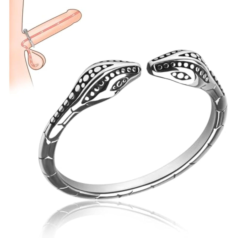 Male Penis Ring Stainless Steel Cockrings Smooth Snake-Shaped Delay Glans Ring Testicles Stimulates Erection Pleasure Enhancing Adult Sex Toys (S)