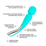Smart Wand 2 Large All-Over Body Handheld Waterproof Vibrator And Wand Massager, Vibrating Massager For Her And Wand Massagers For Neck And Back With 10 Vibration Patterns, Aqua