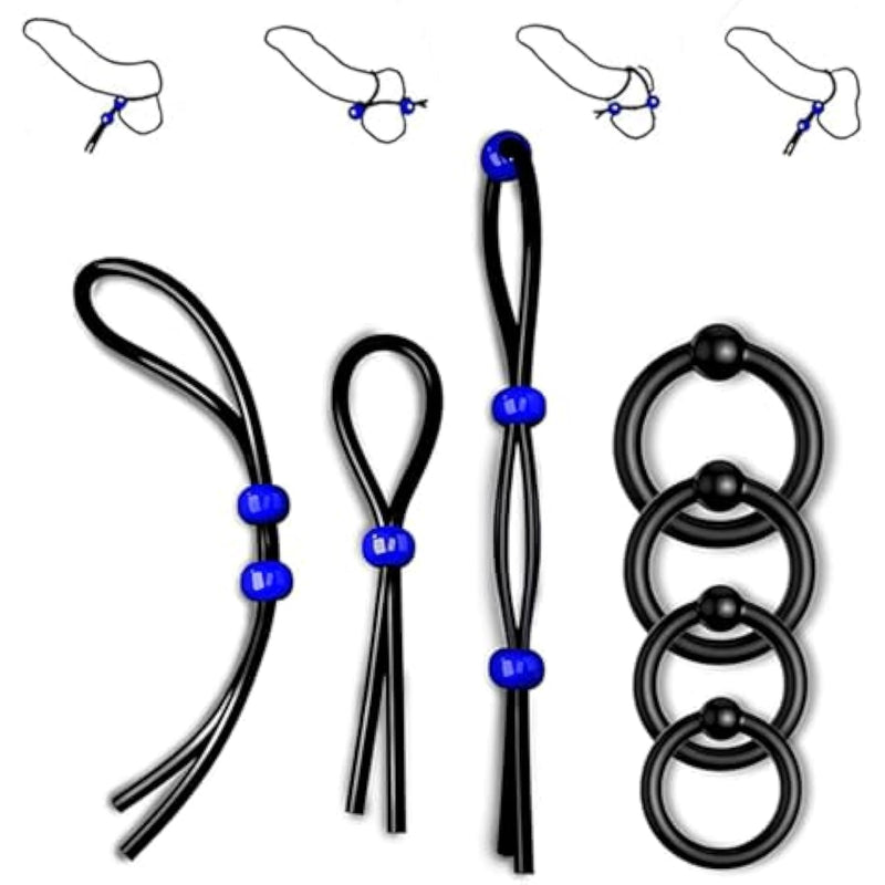 Adjustable Cock Ring Set Male Silicone Penis Rings 7 Different Sizes, Penis O-Ring Sexual Stimulation Device For Enhanced Erectile Function Powerful Machine Male Erection Stronger Mens Sex Toys