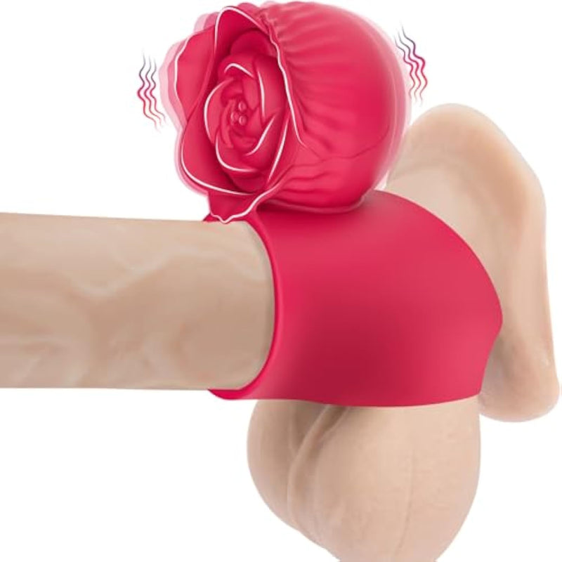 Sex Toys Vibrating Cock Ring With Rose Clitoral Stimulator, Silicone Penis Ring Vibrator With 10 Vibrations Adult Toy For Male Dildo Play Couple Sex Toy