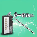Men'S Multi-Bead Urethral Plug Sex Toy Electric Shock Anal Plug Massage Masturbation Device Electric Shock Set With 4 Stimulation Modes