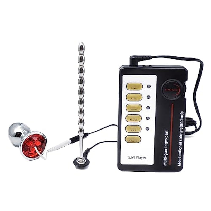 Sex Toys With Dilator Urethra Sounds Electro Shock Anal Plug Stimulation Chastity Devices Metal Penis Plug Set With Host Adult Butt Bdsm Bondage Sex Toy For Men (L)