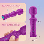 Mini Ultra Wand Vibrator Sex Toy - Travel-Size Silicone Adult Toy With Flexible Head & Internal Vibration Dampener To Prevent Hand Vibrating - 10 Patterns, Boost Mode, 100% Waterproof (Mini, Purple)