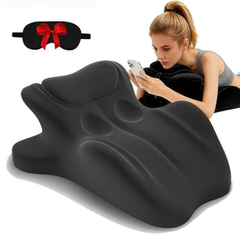 Ergonomic Memory Foam Wedge Pillow, 27° Angled Back And Neck Support Cushion, Bed Rest Pillow For Reading, Sitting, Watching Tv And Home Comfort (Black)