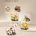 Insect Flower Building Blocks Set with Science Card, Colorful Construction Building Bricks Toy