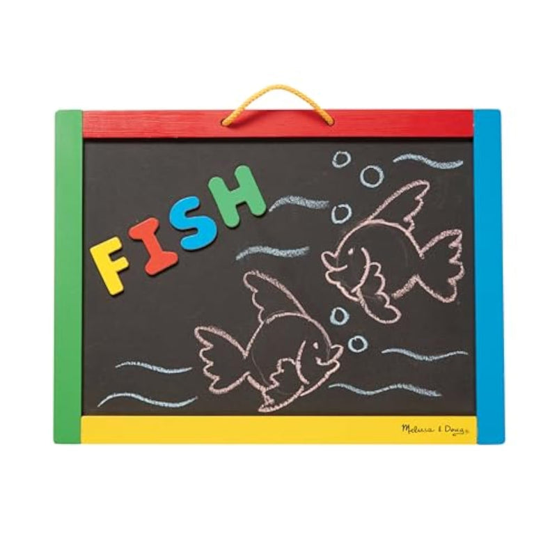 Double-Sided Magnetic Chalkboard & Dry-Erase Board with 36 Magnets & Accessories