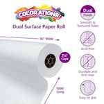 Dual Surface Paper Roll for Arts and Crafts Classroom Supplies White 36 x 1000