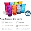 Optix Plastic Reusable Drinking Glasses (Set of 8) 20oz Water Cups in Jewel Tone Colors | BPA-Free Tumblers, Made in USA | Top-Rack Dishwasher Safe