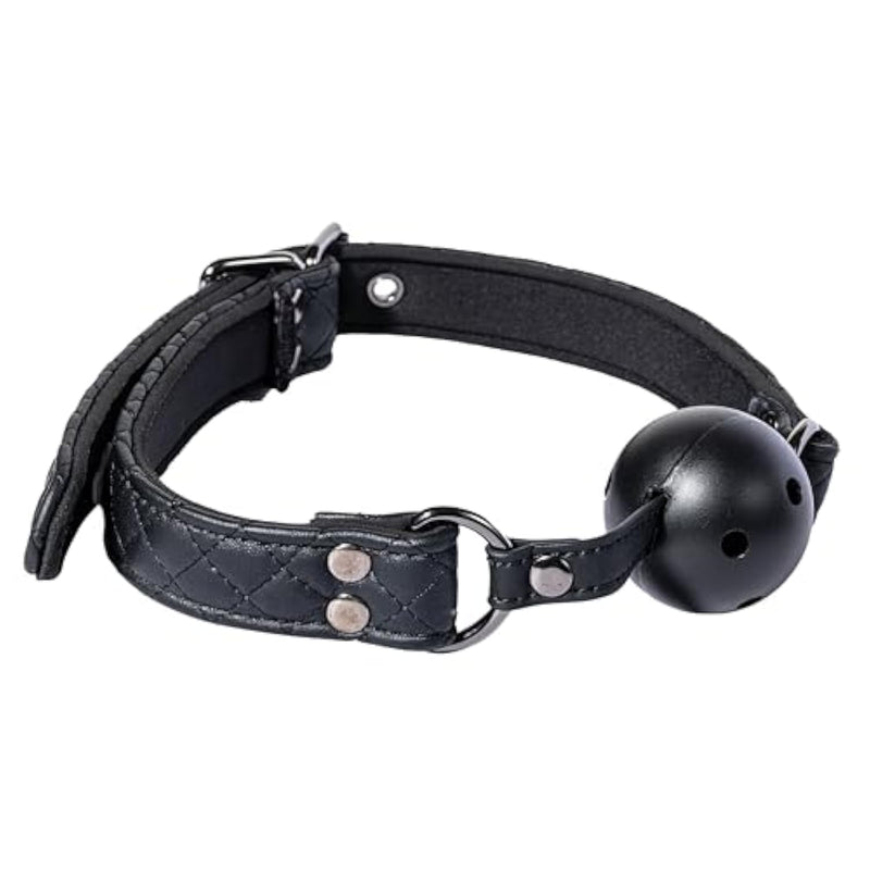 Eves Fetish Dreams Ball Gag, Breathable Gag With Adjustable Vegan Leather Straps, Soft Padded Diamond Stitched Design, Secure Buckle Closure, Bdsm Bondage Accessory For Couples Play