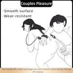 Anal Hook Sex Bondage Restraints Kit Bdsm Sex Toys Handcuffs Neck Collar Wrist Cuffs With Traction Chain Adjustable Sex Game For Adults Couples